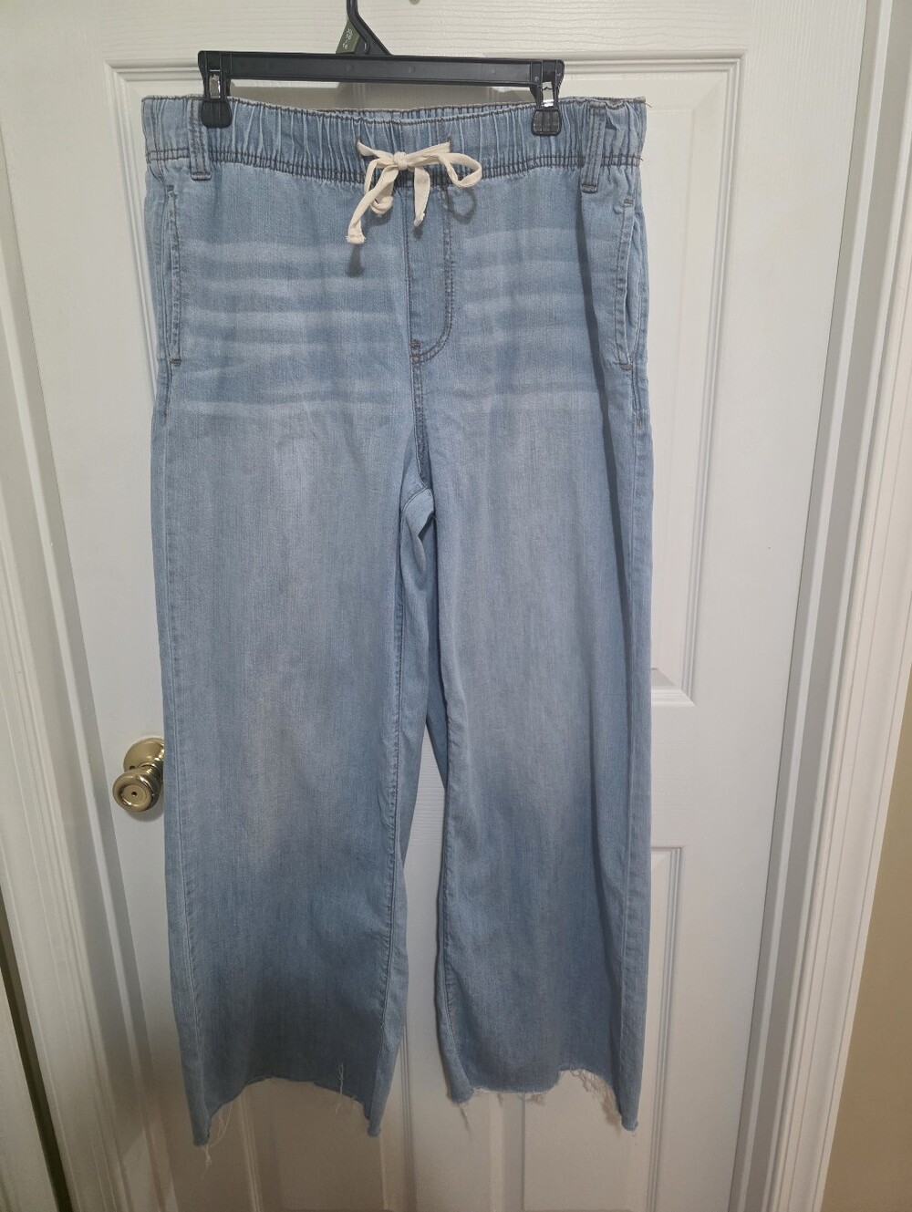 Maurices Light Blue Drawstring Wide-Leg Jeans LG Tall